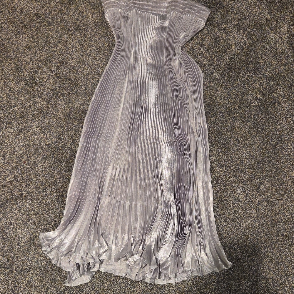 Elegant Silver Pleated Dress